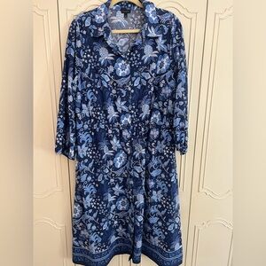 Talbots Blue Floral Midi Dress